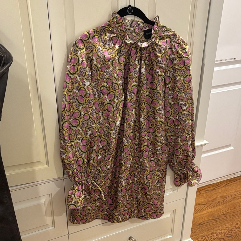Cynthia Rowley Floral Blouse in Pink and Green
